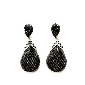 Black and Silver Teardrop Earrings